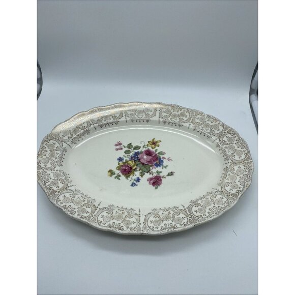 Keystone Serving Dish Platter Bowl By Canonsburg Pottery Co Vintage 8.75 x 11.5" - Picture 9 of 9